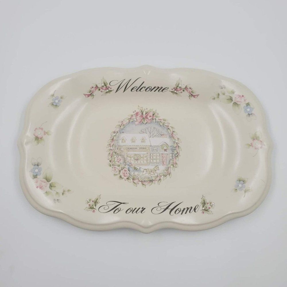 Pfaltzgraff Serving Platter Tea Rose General Store Welcome To Our Home 14"x9.5"